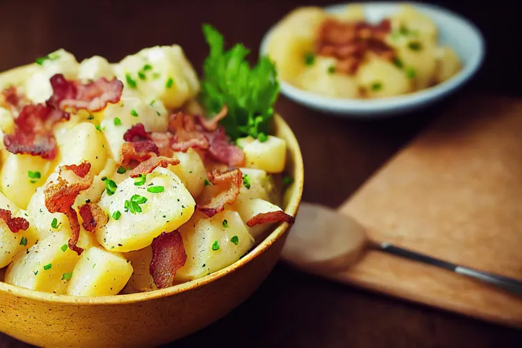 Warm potato and prosciutto salad