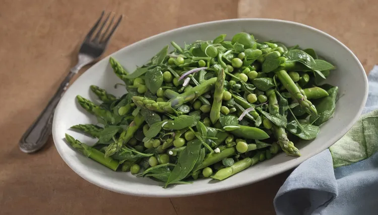 Asparagus, pea and spinach salad