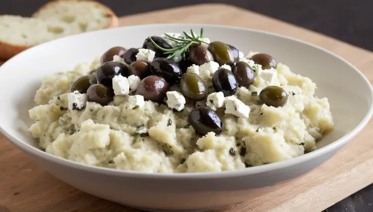 Black olive and feta potato mash