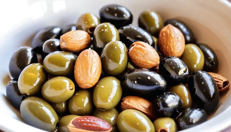 Marinated olives, spiced almonds & caperberries