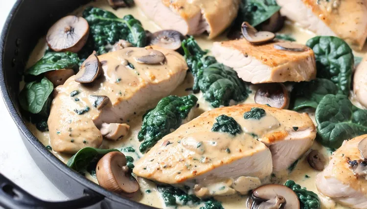 One-pan mushroom and spinach chicken
