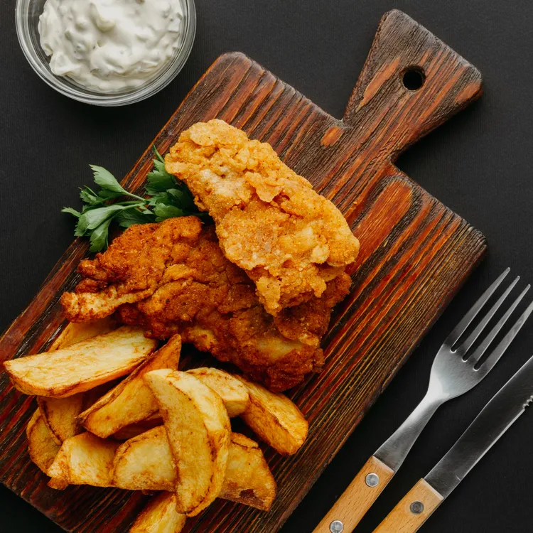 Oven-baked fish 'n' chips