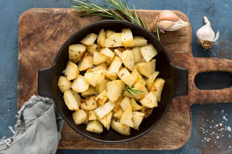 Roasted garlic & baby potatoes with rosemary