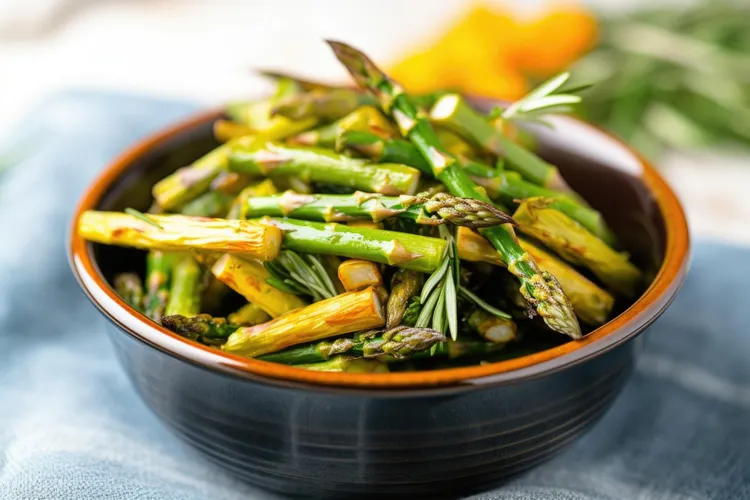 Sauteed beans and asparagus with garlic and chive butter