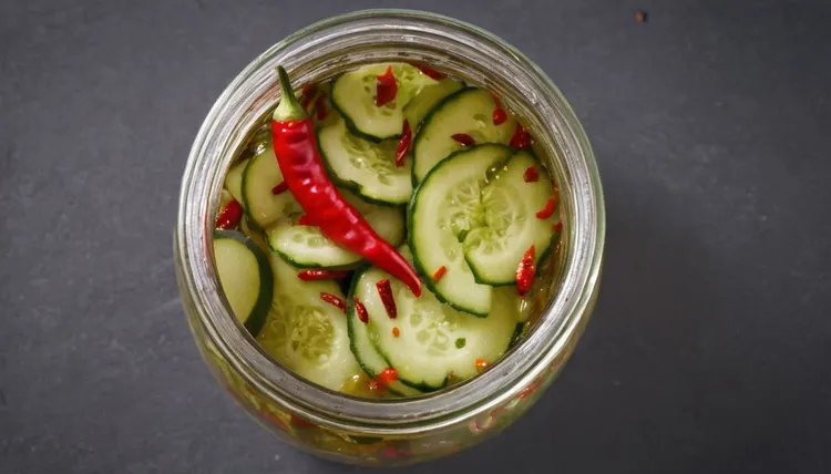 Quick cucumber chilli pickle
