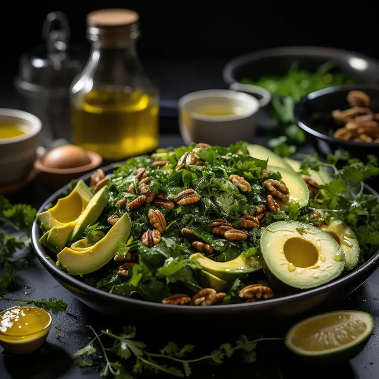 Avocado, spinach and walnut salad