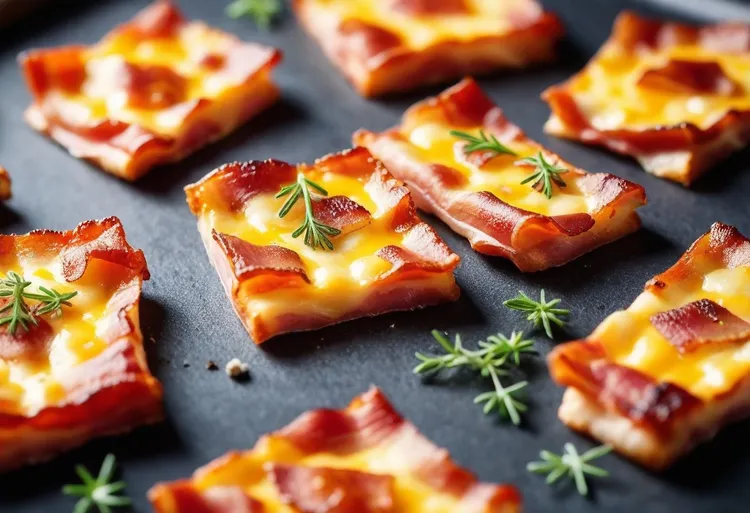 Baked cheesy bacon and thyme chips