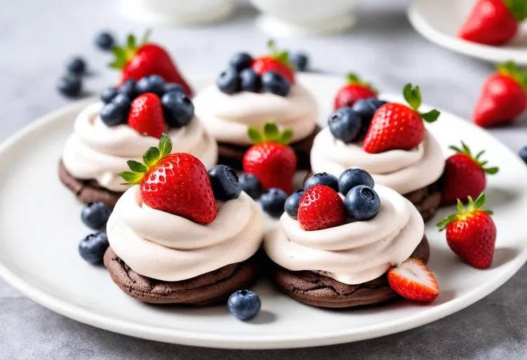 Berry chocolate meringues