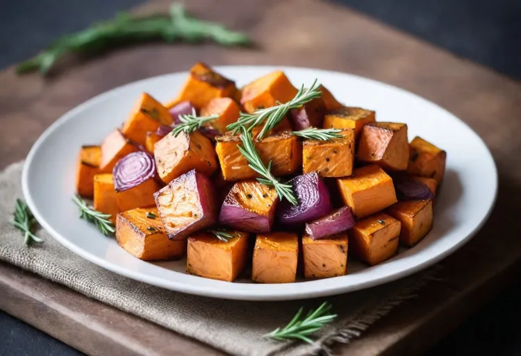 Caramelised onion and blue cheese sweet potatoes