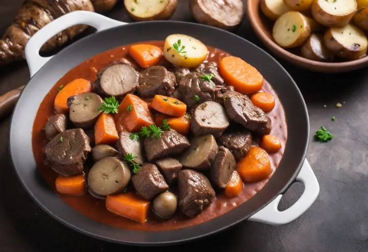Crispy potato-topped beef stew