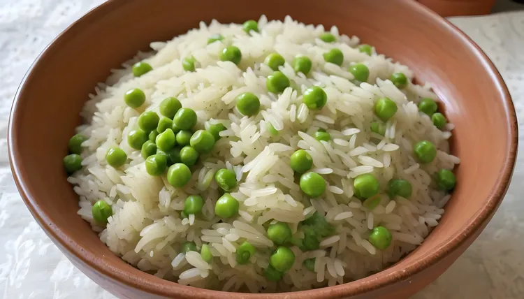 Pea and green onion rice