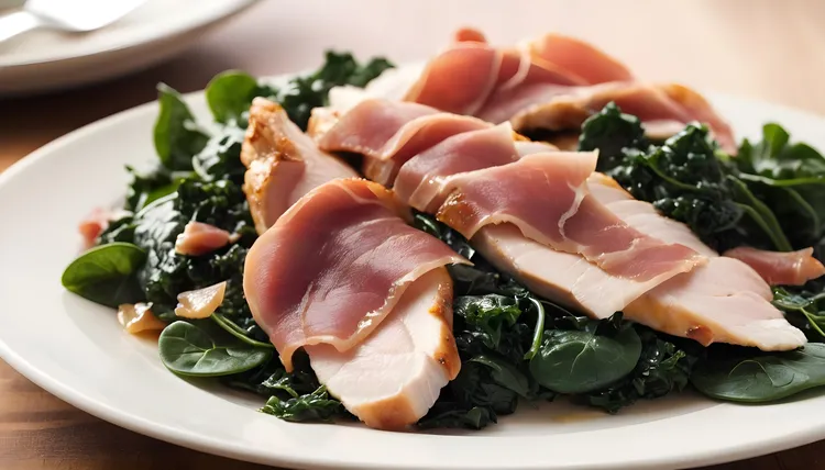 Prosciutto chicken with spinach and kale