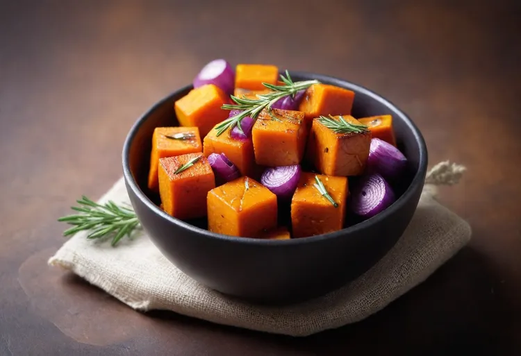 Roast pumpkin with red onion