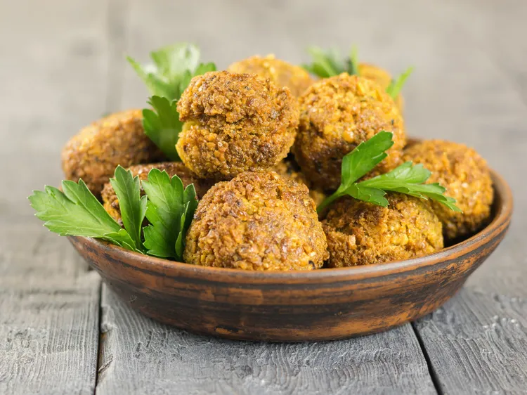 Baked chickpea and edamame felafels