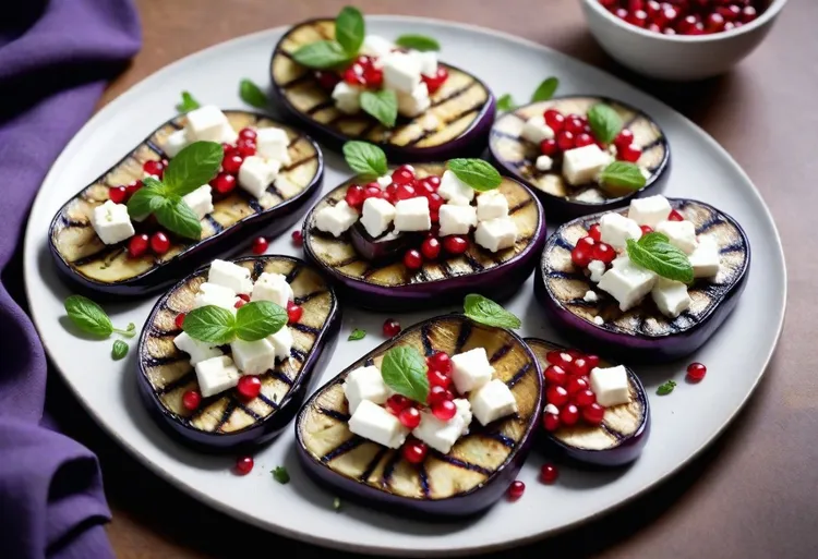 Chargrilled eggplants with feta