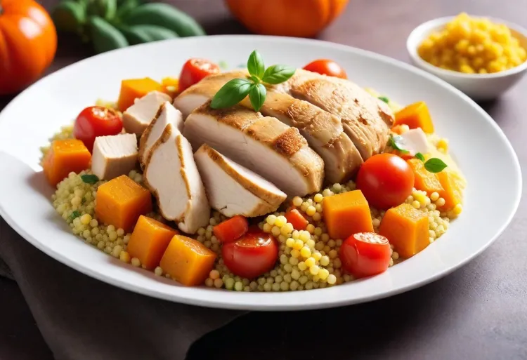 Chicken with roasted vegetable couscous