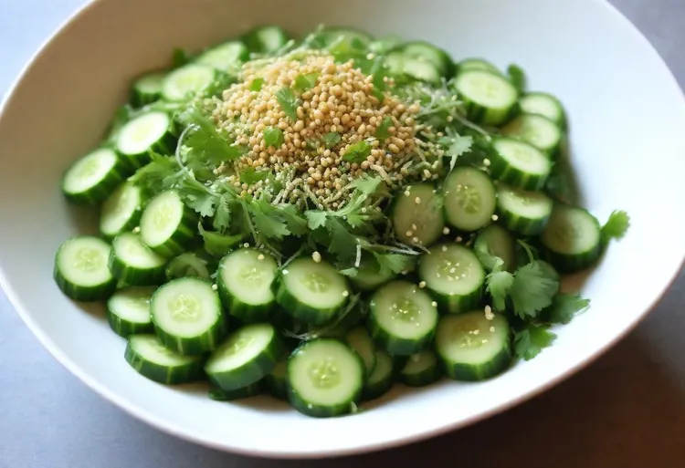 Cucumber salad with garlic dressing