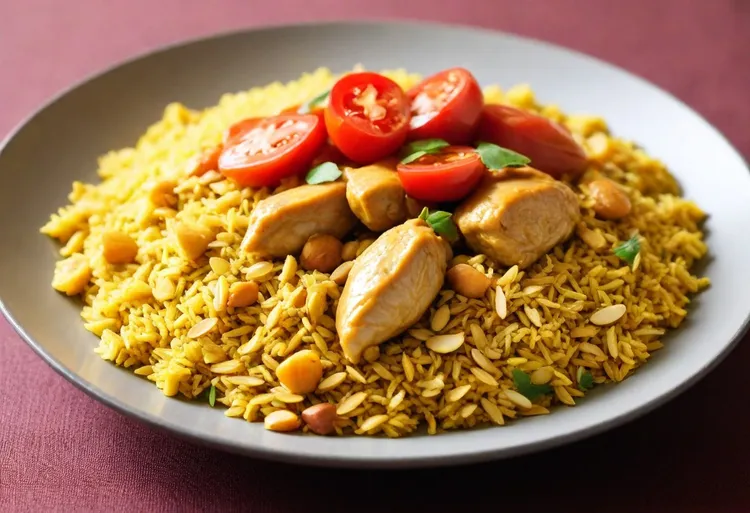 Curry chicken and tomato pilaf