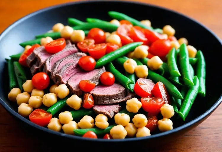 Minute steak with chickpea salad