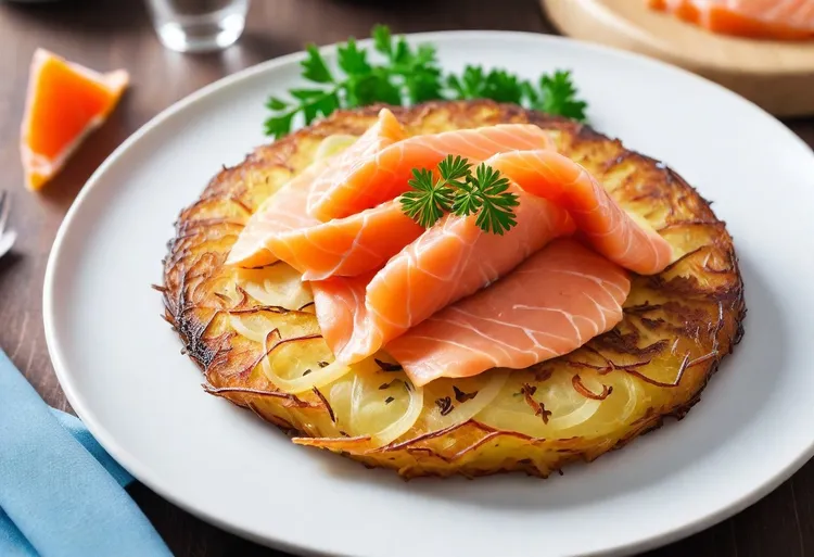 Potato rosti with smoked salmon