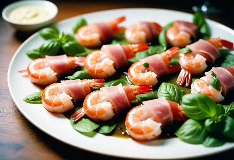 Prosciutto-wrapped shrimps