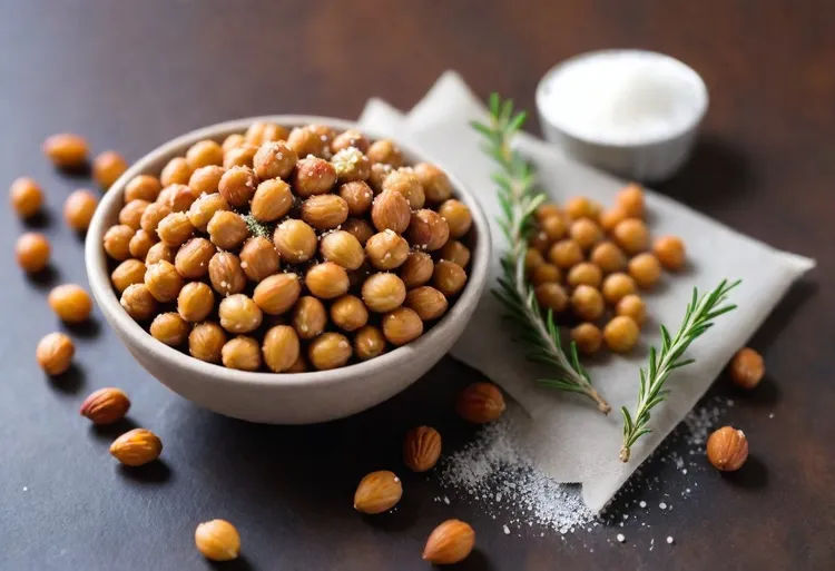 Roasted almonds and chickpeas with cumin salt