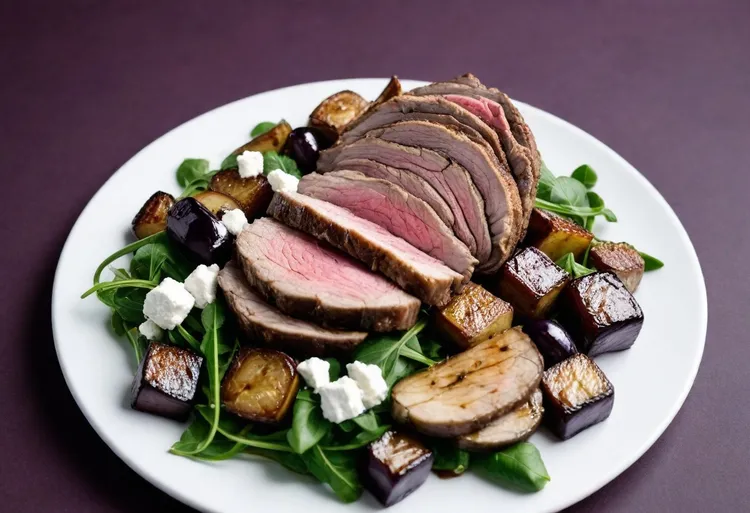 Rosemary and garlic lamb with chargrilled vegetable salad