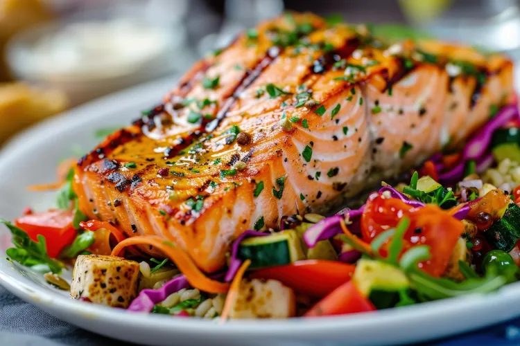 Spiced salmon with coconut & cucumber salad