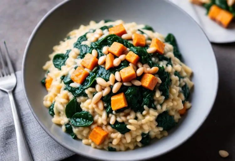 Spinach and sweet potato risotto