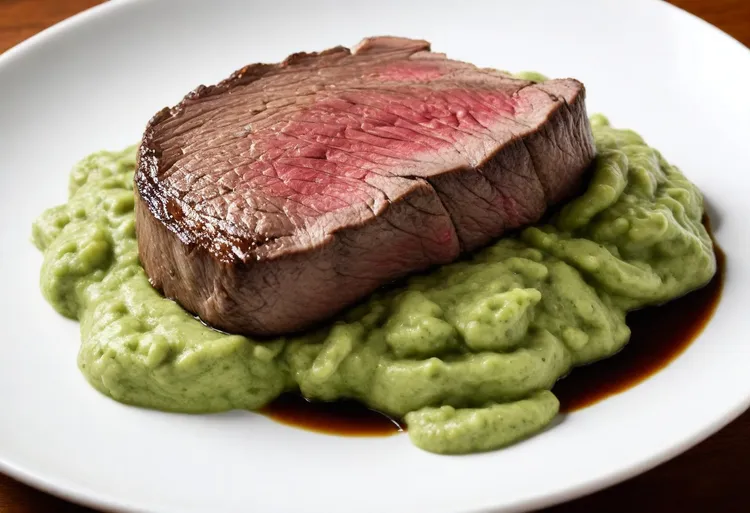 Steak diane with garlic pea mash