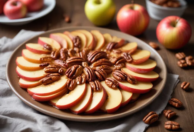 Caramelised apples with roasted pecans
