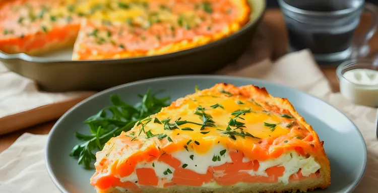 Smoked salmon and sour cream baked eggs