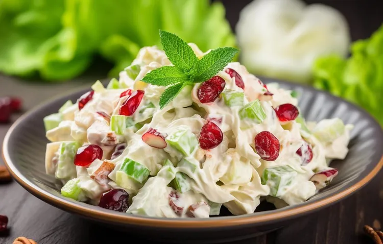 Apple cranberry & almond slaw with greek yogurt dressing
