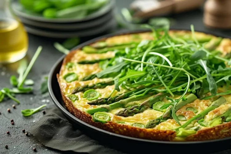 Asparagus, leek and prosciutto quiche