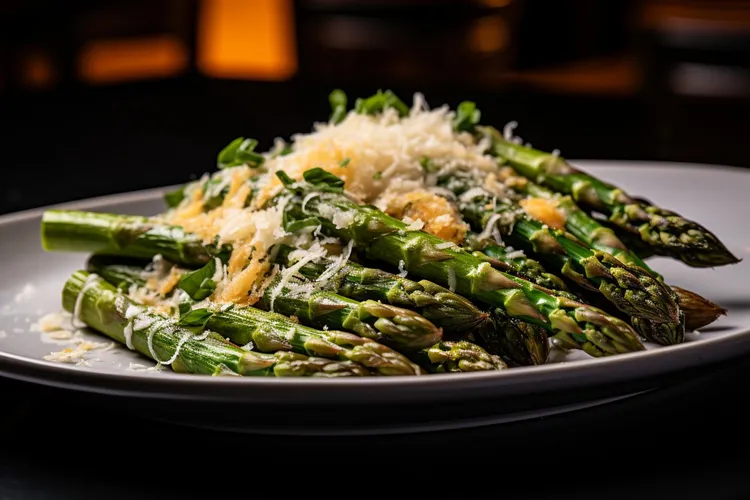 Asparagus parmesan with olive oil and butter
