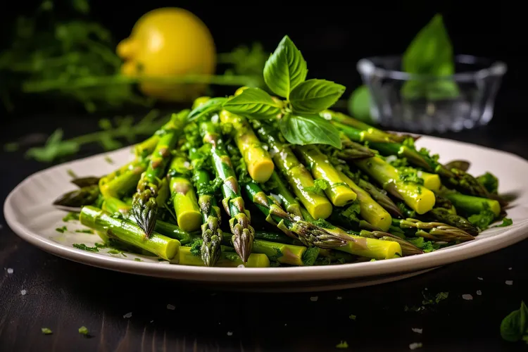 Asparagus with basil oil