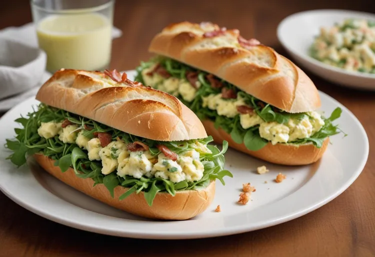 Bacon and egg salad baguettes