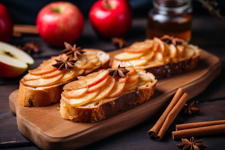 Cinnamon apple honey toast with whole-wheat bread