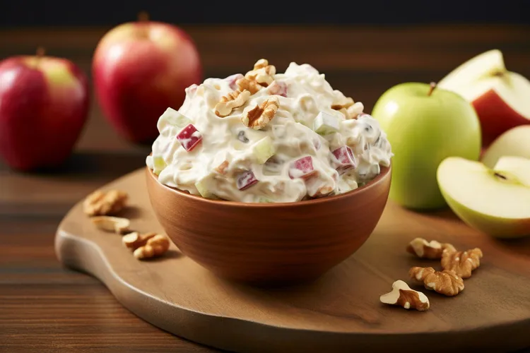 Crisp apple celery salad with mayonnaise dressing