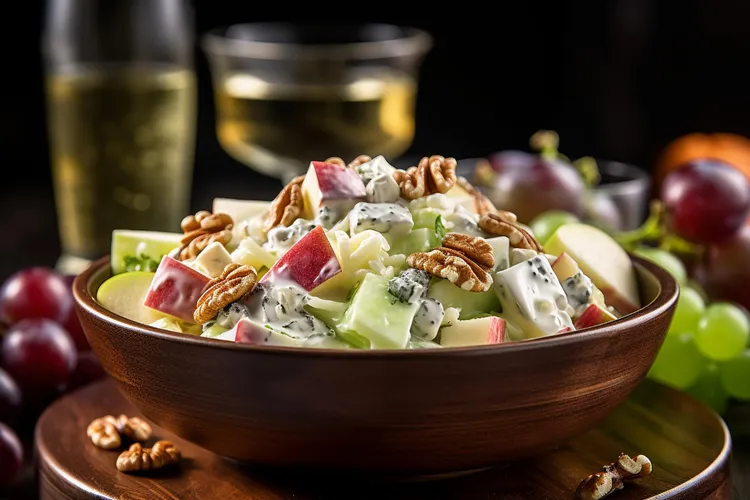 Crunchy waldorf salad with blue cheese