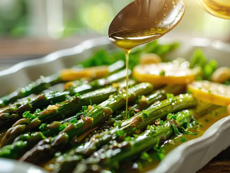 Citrusy sesame asparagus with olive oil and parsley