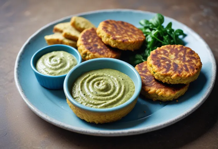 Pumpkin and chickpea patties with rocket pesto