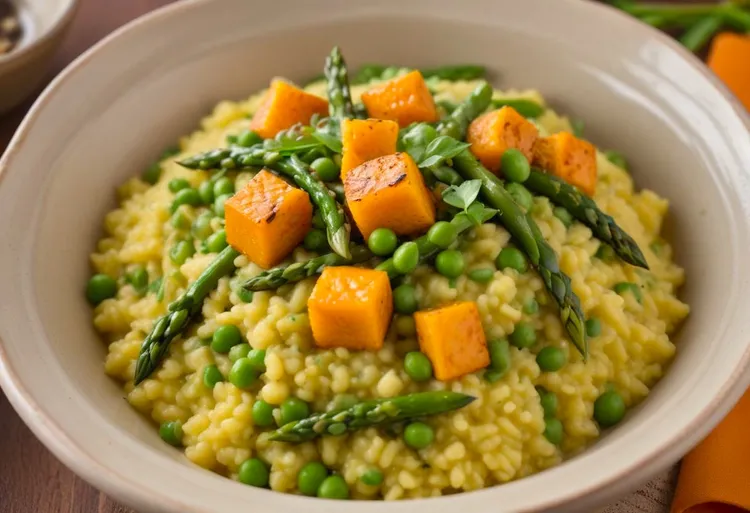 Roasted pumpkin, asparagus and mint risotto