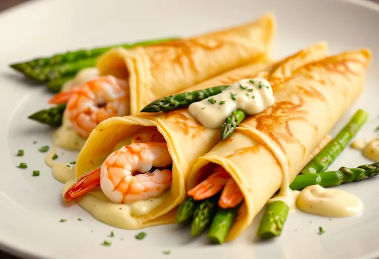Seafood salad crepes