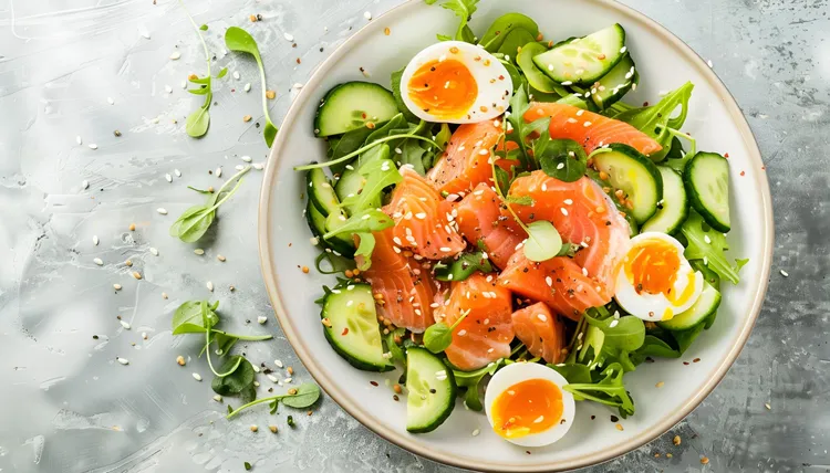 Watercress, smoked salmon and egg salad