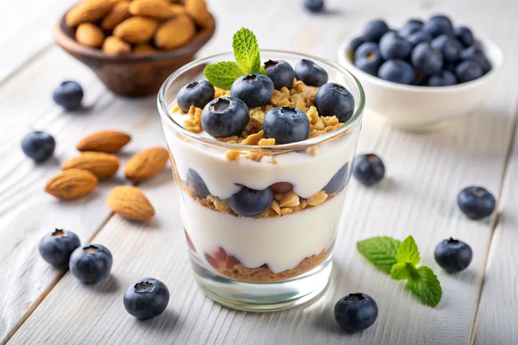 Blueberry almond yogurt parfait