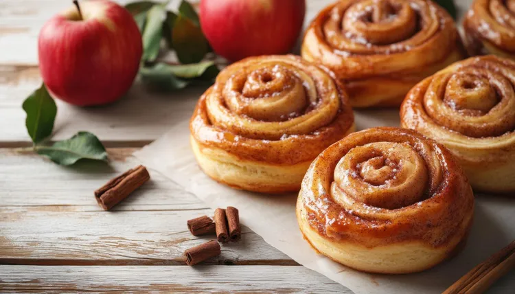 Apple and cinnamon golden syrup scrolls