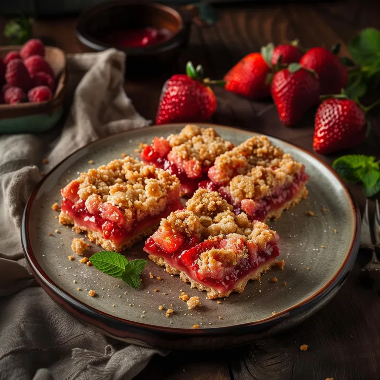 Apple and strawberry crumble cake