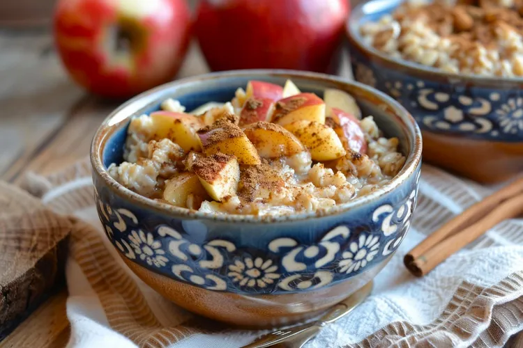 Apple cinnamon overnight muesli with pecans