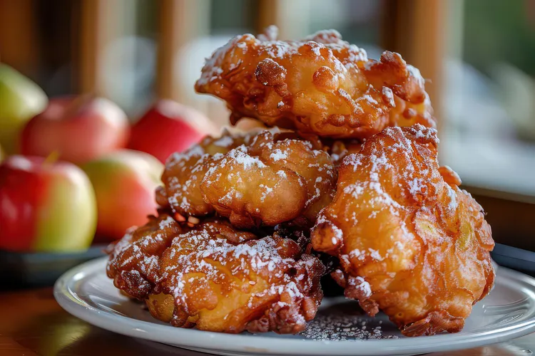 Apple fritters with cinnamon ice-cream